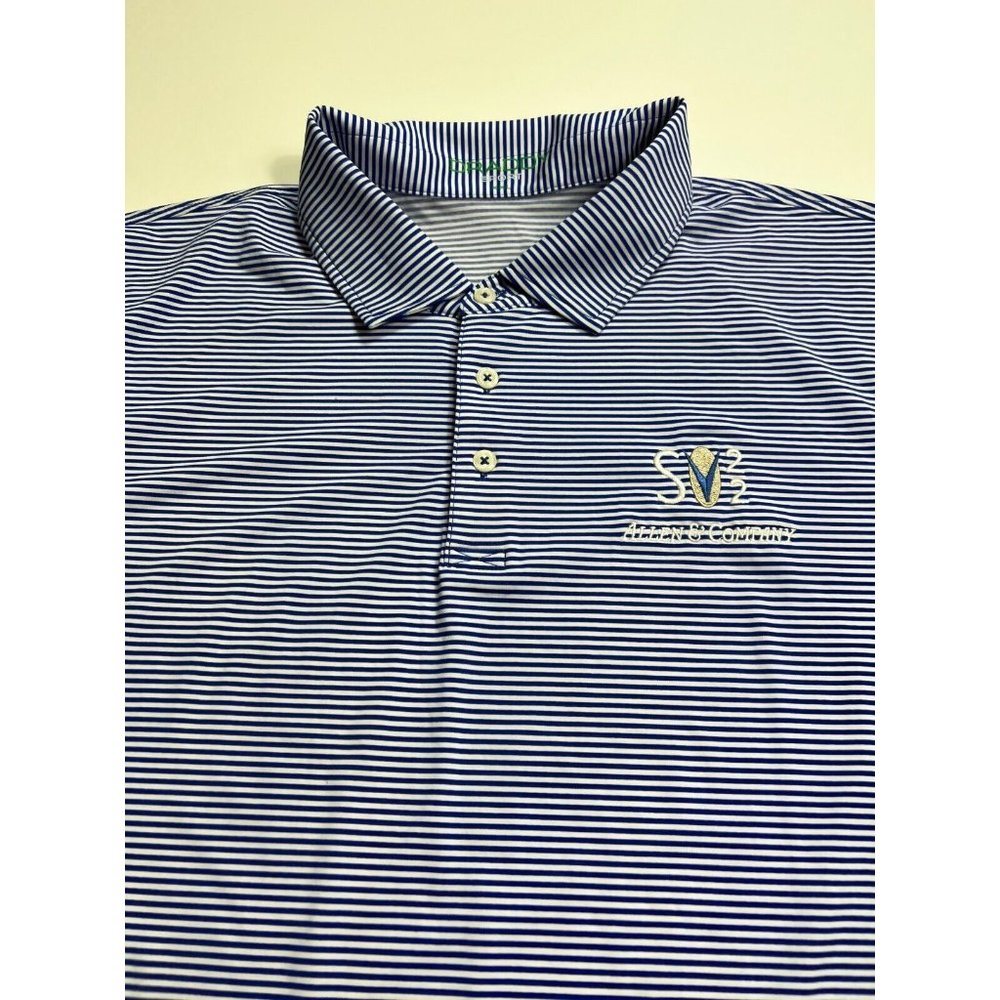 Draddy Sport Polo Shirt Performance Golf Wicking whie Stripe Men's 2XL Nice